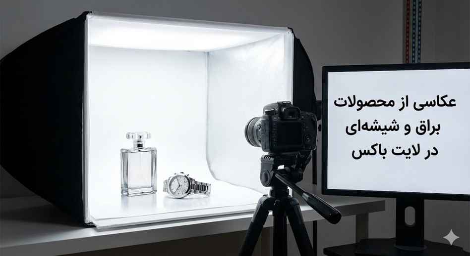 عکاسی از محصولات براق و شیشهای در لایت باکس